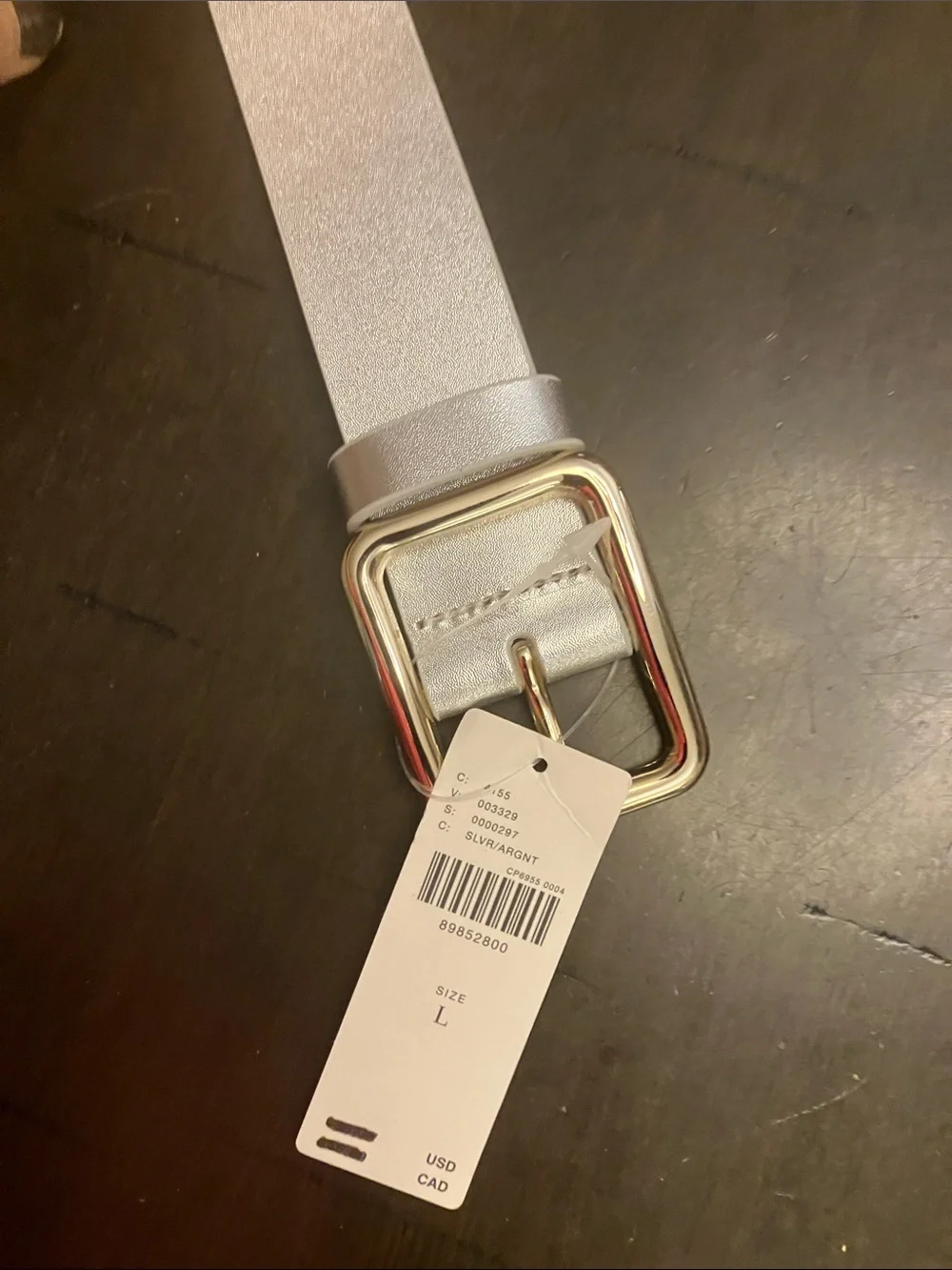 Anthropologie Emerson Silver Leather Belt NWT